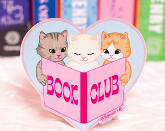 Cat Book Club Sticker - Stickers for Laptop Case Water Bottles Kindle - Cat Sticker - Book Lovers Gift - Booktok Accessories - Cute Gifts