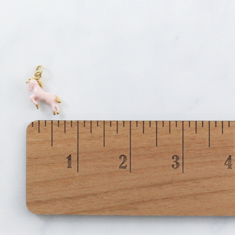 Unicorn Charm Pastel Pink & Gold Unicorn Pendant Valentines Etsy