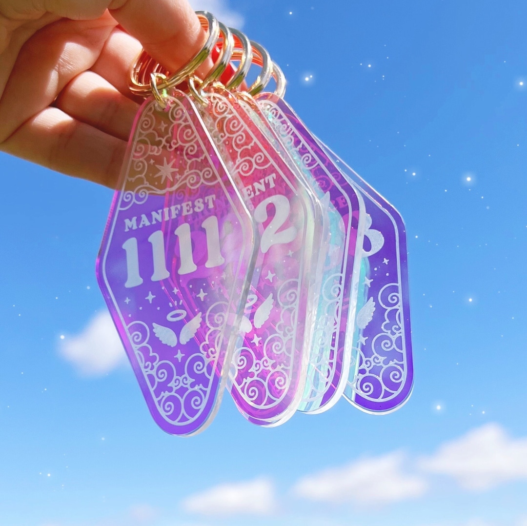 Holographic Numbers Crescent Moon Keychain - April Marie Mai