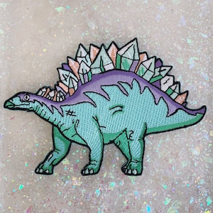 Crystal Stegosaurus Dinosaur Patch - Iron On Embroidered Patches - Wildflower + Co. DIY