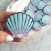 Seashell Patch - Iron On, Embroidered Applique – Mermaid Shell - Aqua Blue & Pastel - Coconut Girl 
