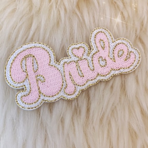 Bride Patch - Small Patches for Jackets - Embroidered Iron on Patch - Pink Bridal Shower, Wedding, Bachelorette Party - Wildflower + Co. DIY