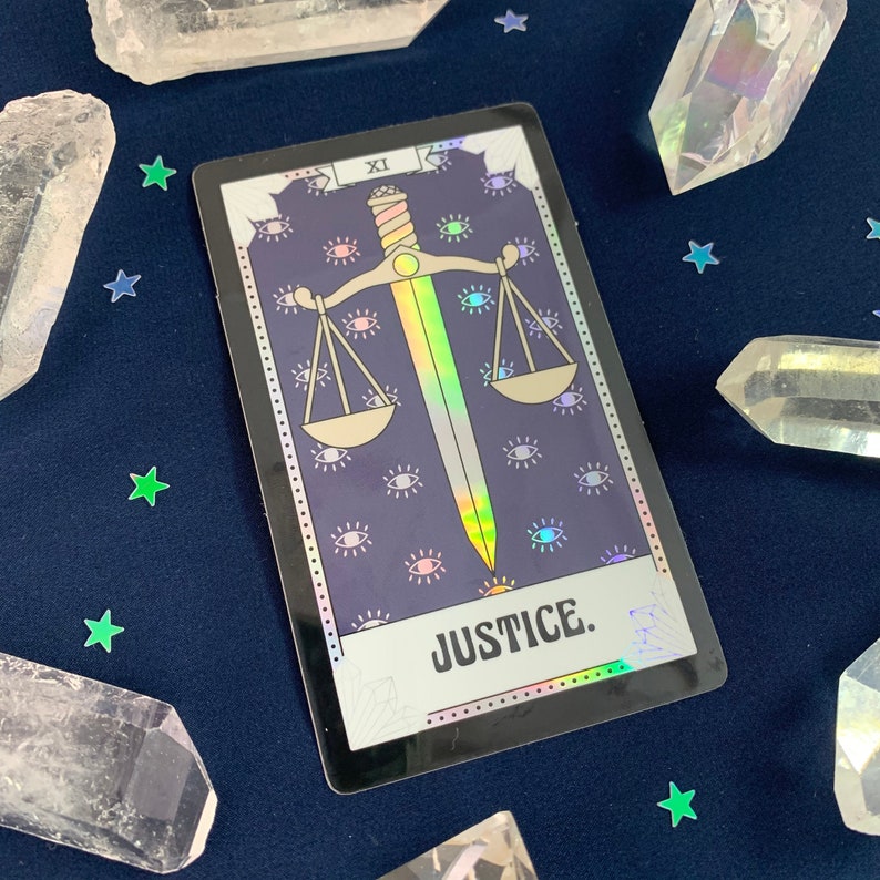 Tarot Card Sticker Justice Holographic Scales of Etsy