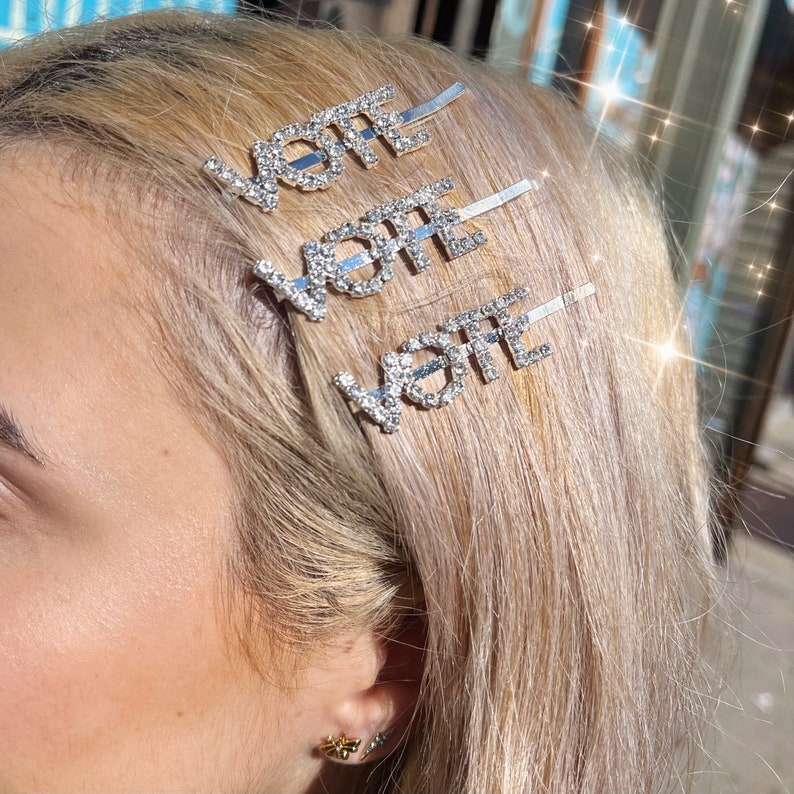 Crystal Word Bobby Pin Hair Accessory Barrette LOVE GRL PWR Bad Bitch Hell Yeah Magic Bride Sparkly Rhinestone Valentines Day Gift image 9