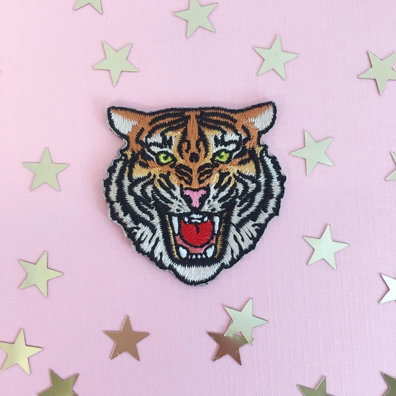 Tiger Head Patch, Iron On, Embroidered Patches, Roar, Feminist, Wildflower Co. image 7