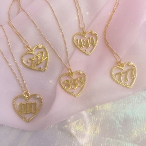 Angel Number Charm Necklace 1111 222 333 444 777 - Manifest Protection Lucky Alignment Guidance - Jewelry - Gold Charms - Heart Necklace