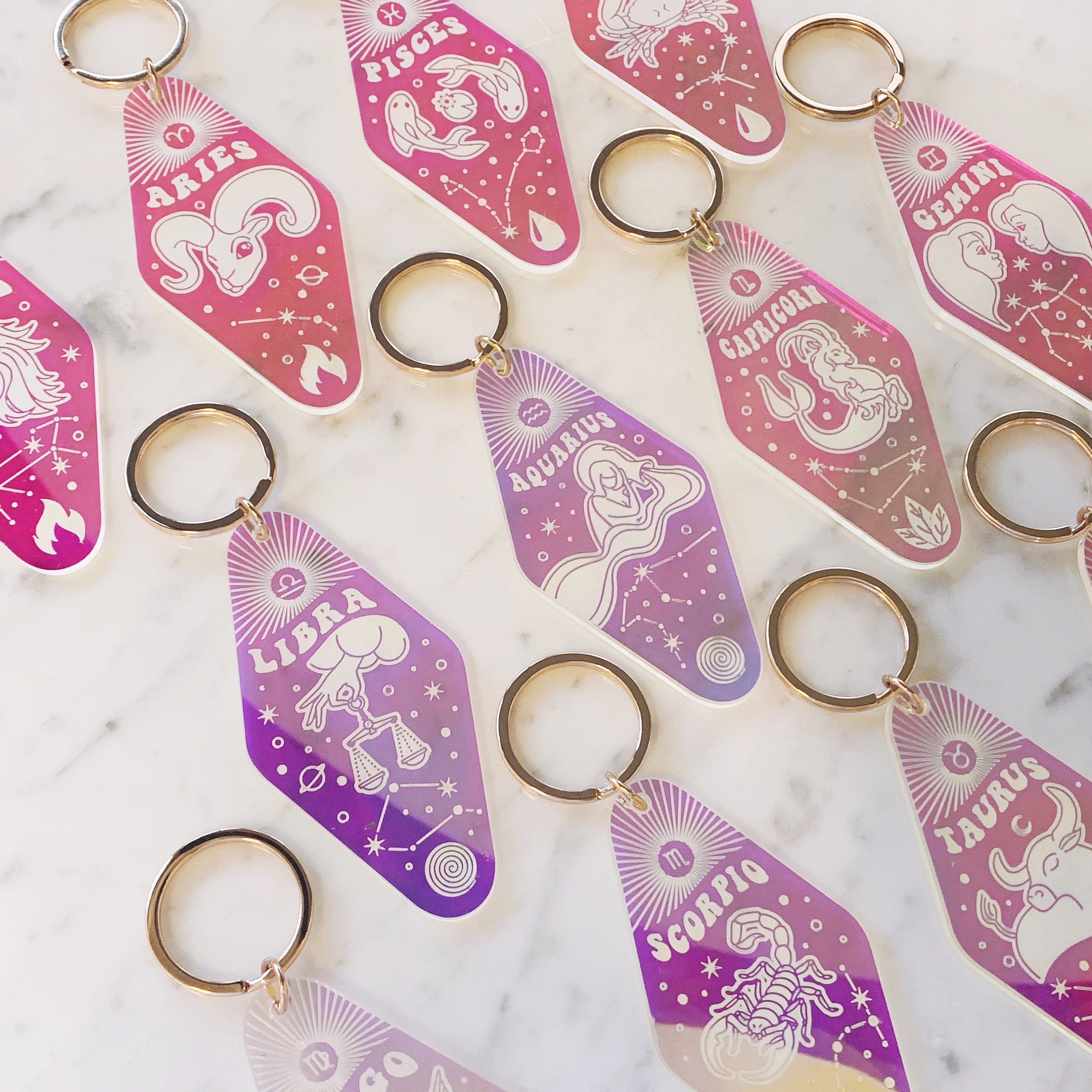 Zodiac Keychain Astrology Gift All Signs Holographic / Etsy UK
