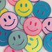 Smiley Face Iron On Patch - Embroidered Patches for Jackets - Yellow Pink Mint Purple Blue Happy Faces - Wildflower + Co. DIY 