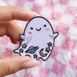 Ghost Patch - Embroidered Patches! Ghostie Patch - Spooky Season Embroidery Appliques - Cute Ghost - Pastel Goth - Wildflower + Co.