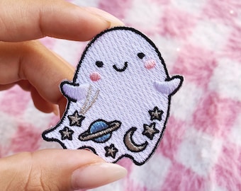 Ghost Patch - Embroidered Patches! Ghostie Patch - Spooky Season Embroidery Appliques - Cute Ghost - Pastel Goth - Wildflower + Co.