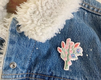 Wildflower Patch - Botanical Cottagecore Iron On Patch Embroidered Patches for Jackets + Wildflowers Floral Flower -  Wildflower + Co. DIY