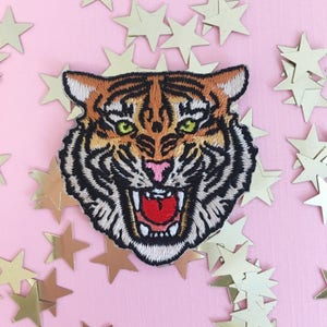 Tiger Head Patch, Iron On, Embroidered Patches, Roar, Feminist, Wildflower Co. image 2