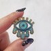 Cosmic Evil Eye Enamel Pin - Teardrops, Moon & Stars - Turquoise Blue Gold Hard Enamel Lapel Pin - Wildflower + Co. Gift 