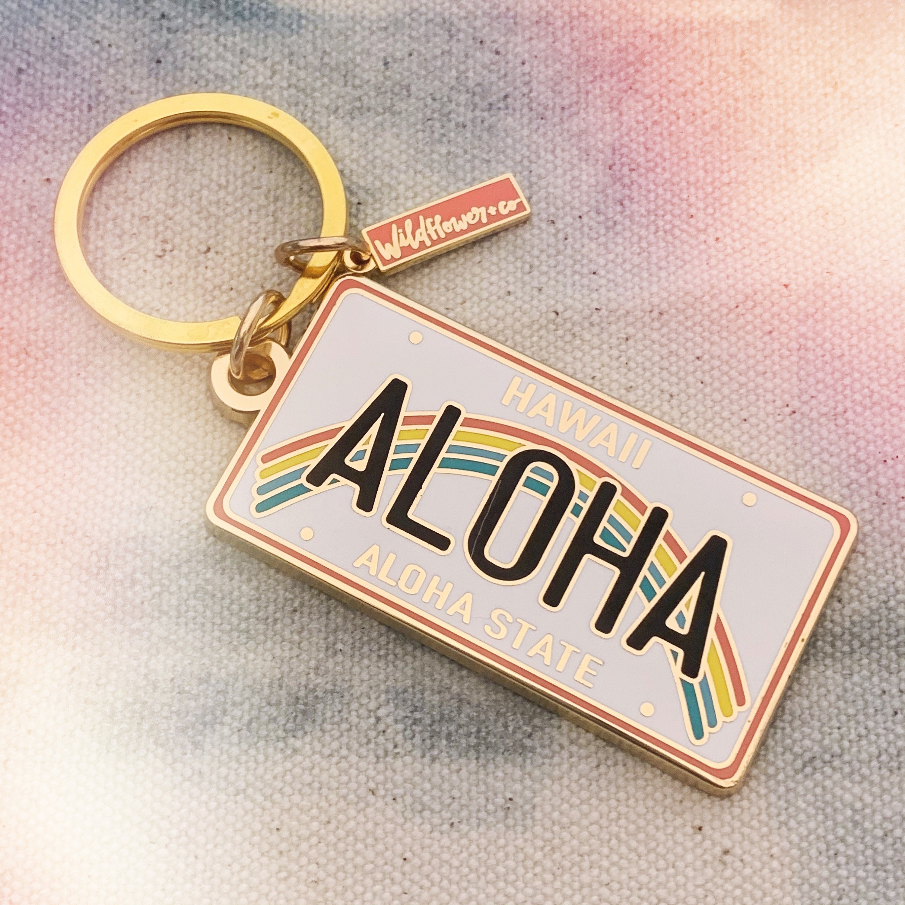 Metal Enamel Island Memories Keyrings: Aloha Fun