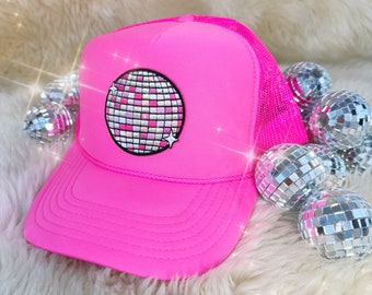 Disco Ball Trucker Hat - Your Choice of Hat Color!  Mirrorball - Wildflower + Co. Cap - Bachelorette Christmas Gift Hanukkah Gift