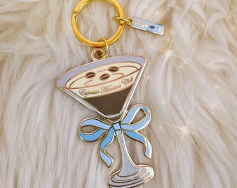Espresso Martini Enamel Keychain - Keychains -  Coquette Aesthetic Keychain - Cute Martini Gift for Friends - Espresso Martini Club w/ Bow