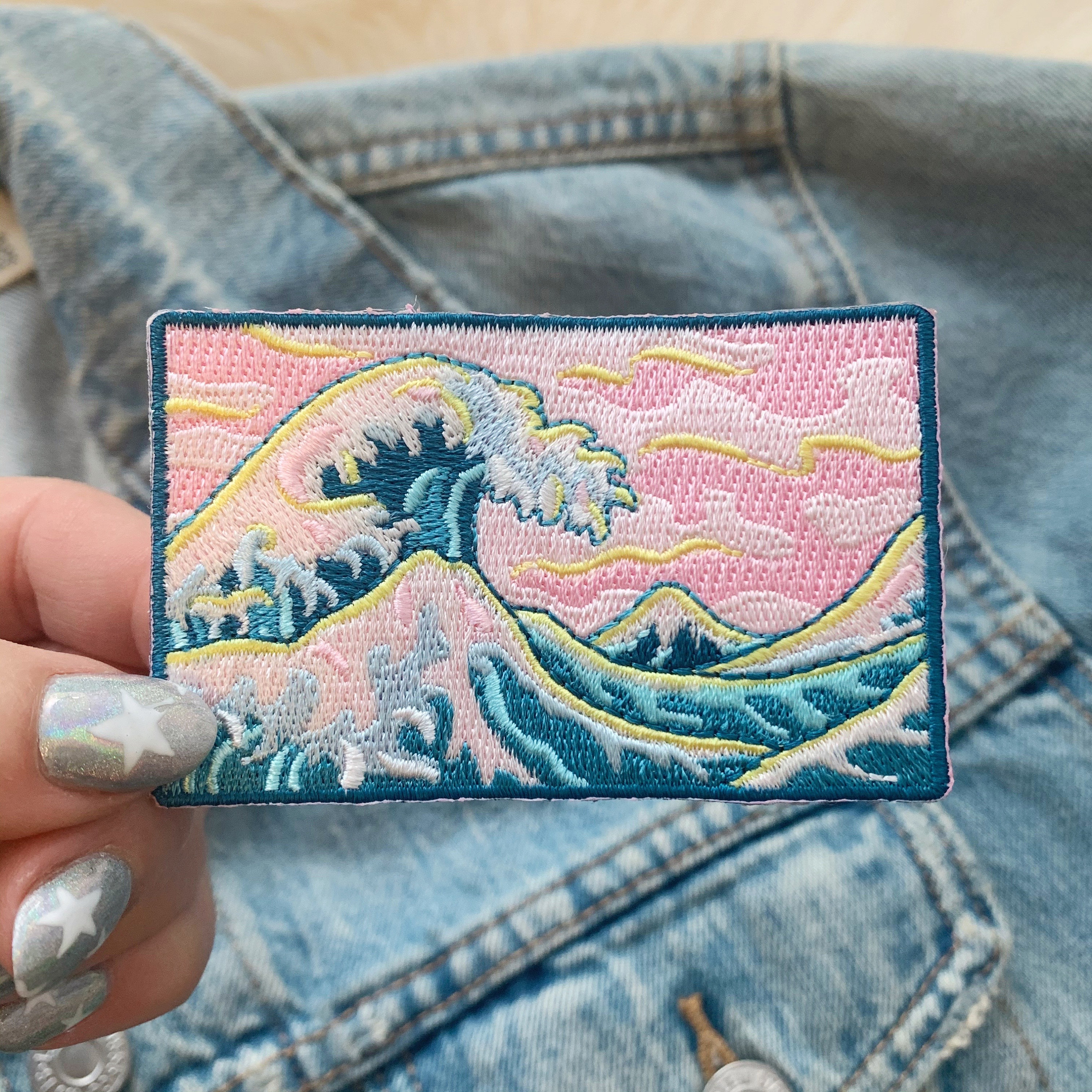 Wave Patch - Ocean Iron On Patch - Sea - Beach - Surf - Make Waves - Great Wave - Embroidered Patches - Wildflower + Co. DIY