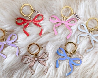 Bow Enamel Keychain -  Cute Enamel Keychains - Ribbon - Coquette Royalcore Girlycore Aesthetic - Balletcore Bow - Pink Blue White Red Lilac