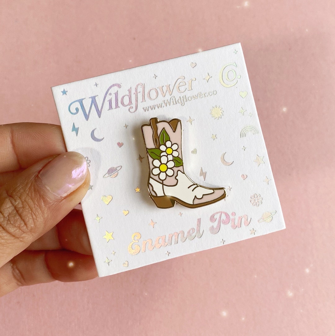 Daisy Cowgirl Boot Enamel Pin - Cowgirl Boot Pin - Cowboy Boot - Hard ...