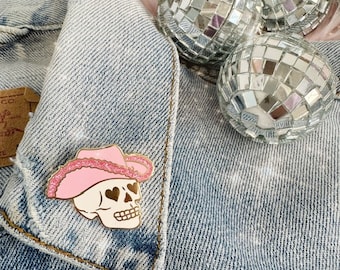 Cowgirl Skull Enamel Pin - Cowgirl Hat Enamel Pin - Space Cowgirl - Disco Cowgirl Bachelorette Party - Cowboy Southwest - Hat Pin - Gifts