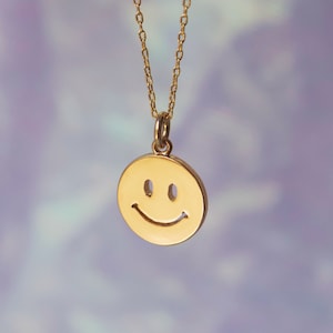 Smiley Necklace - Cute Jewelry - Charm Necklace - Kidcore Aesthetic - Dainty Gold Charm Jewelry - Fun Gift - Smiley Face - Wildflower + Co