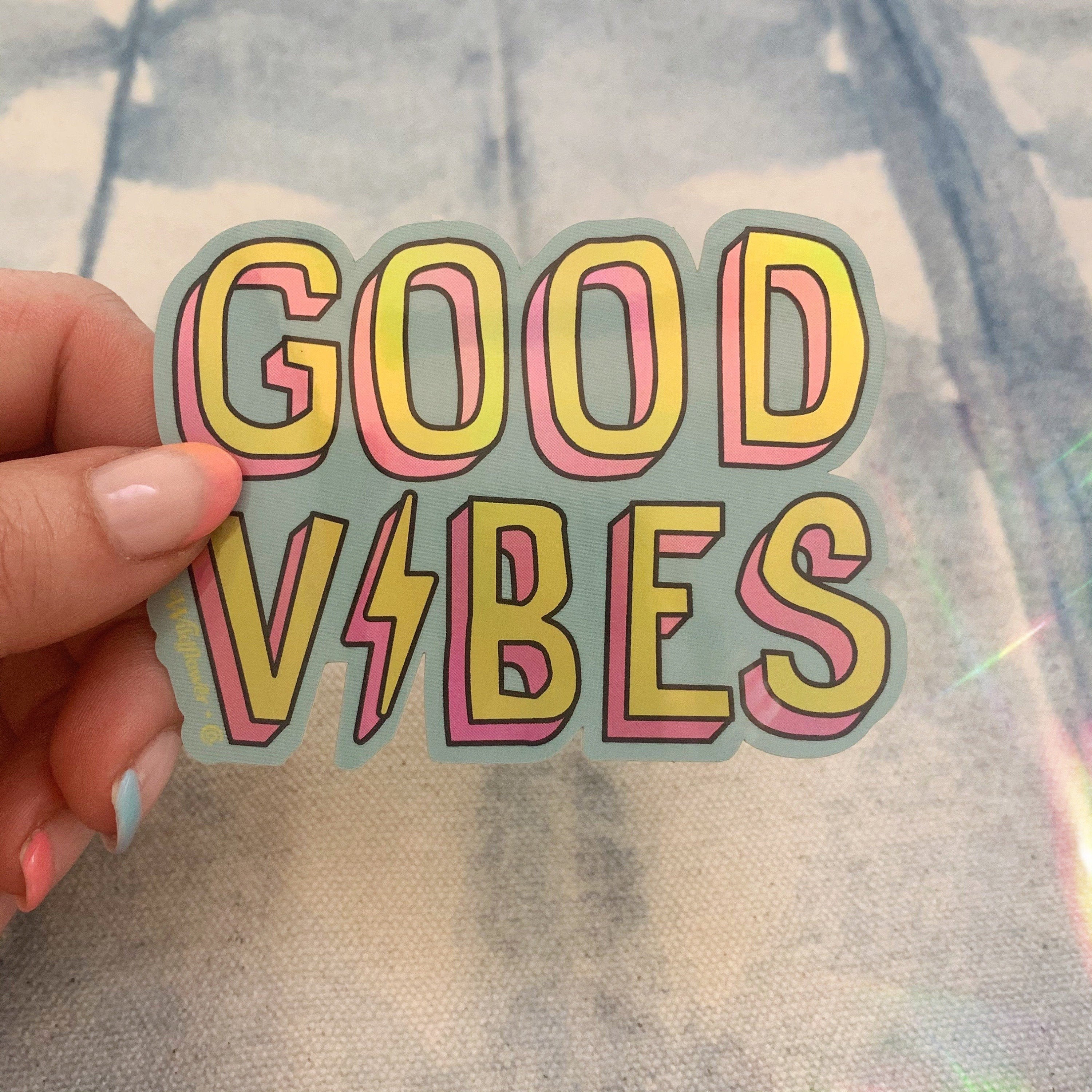 Good Vibes Sticker Aesthetic Stickers Vinyl Holographic - Etsy UK