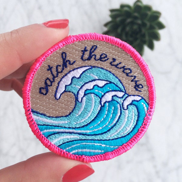 Surf - Wave Patch / Iron-On, Embroidered Patch / Applique – Catch the Wave – Beach Vibes - VSCO - Coconut Girl