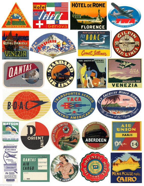 Vintage Hotel Luggage Label Stickers Pack of 25 Suitcase - Etsy
