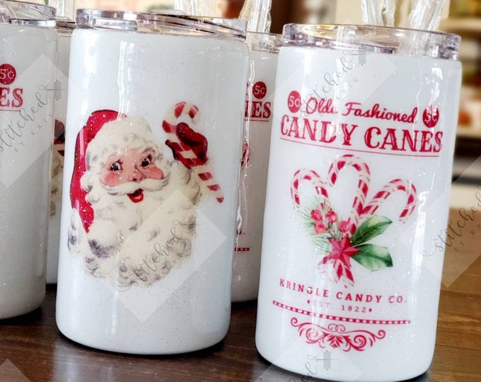 Featured listing image: Candy Cane Tumbler/Christmas Tumbler/Old Fashioned Christmas Tumbler