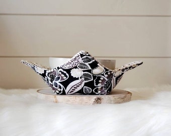 Black Floral Bowl Cozy/Soup Bowl Cozy/Farmhouse Bowl Cozy