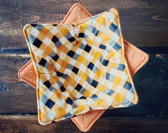 Orange Checkered Bowl Cozy/Fall Plaid Bowl Cozy