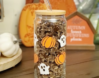 Fall/Halloween Beer Glass Can/Iced Coffee Glass