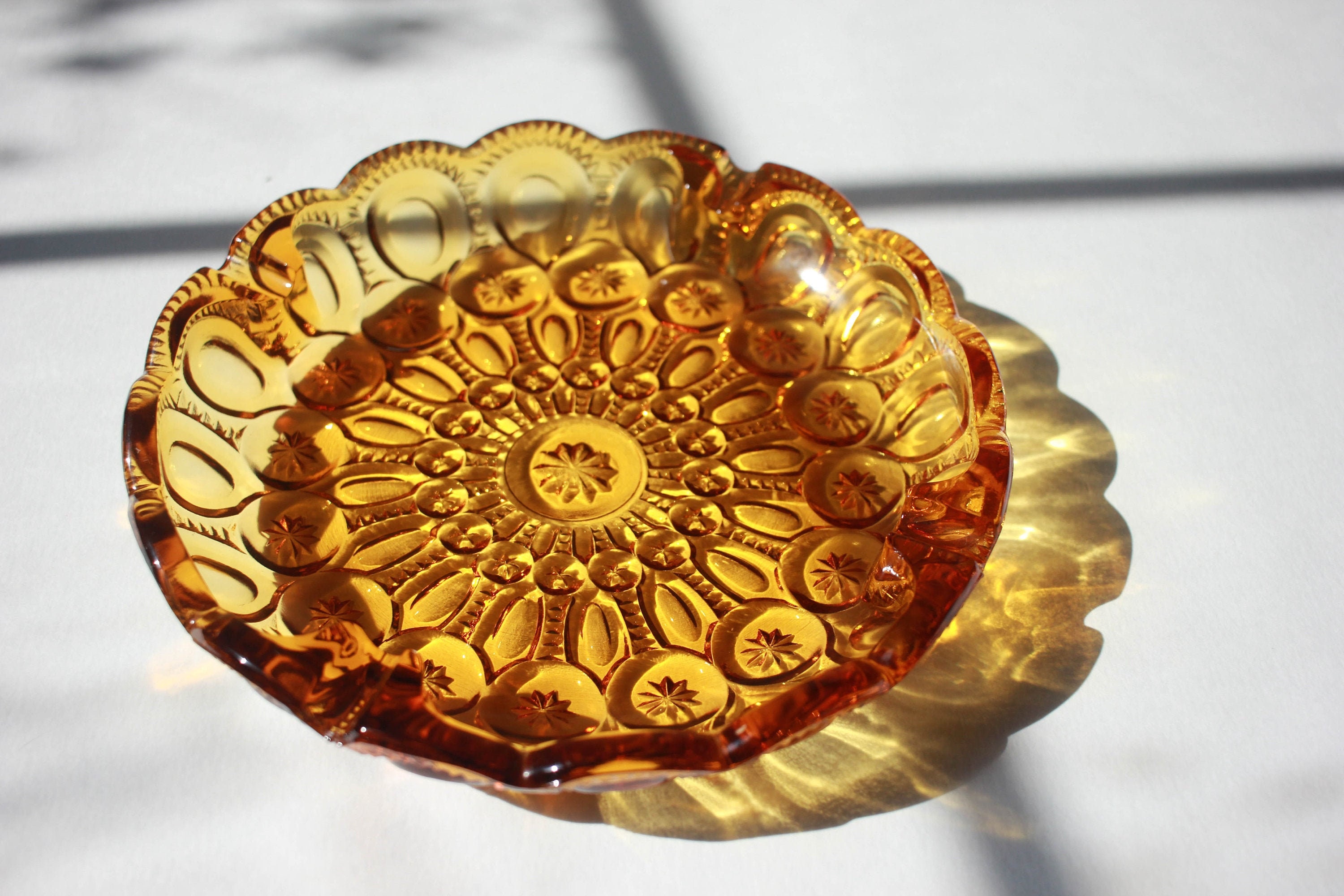 XL Amber Ashtray Vintage Ashtray 1970s Amber Glass Ash Etsy
