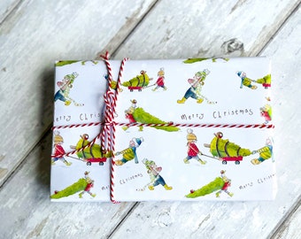 Christmas Wrapping Paper | Beautifully hand illustrated gift paper | Cute Christmas tree gift wrap