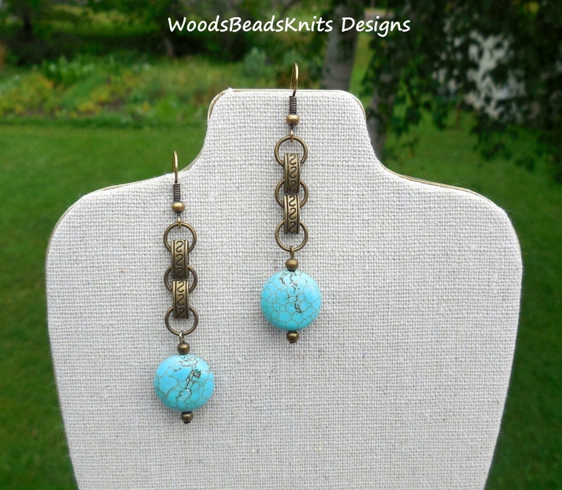 Statement Earrings Gems Earrings Blue Earrings Magnesite Etsy