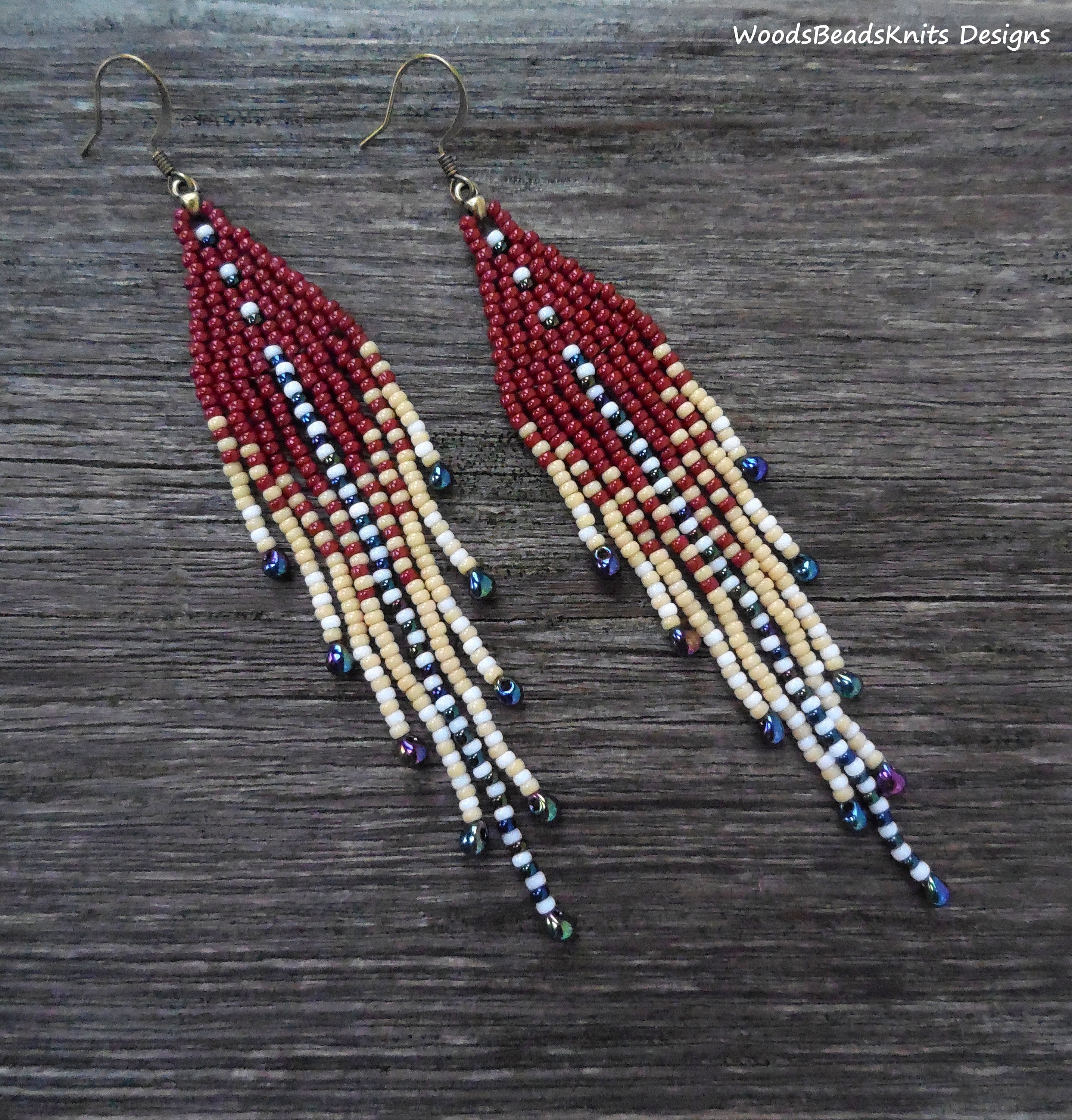 Fringe seed bead sale earrings