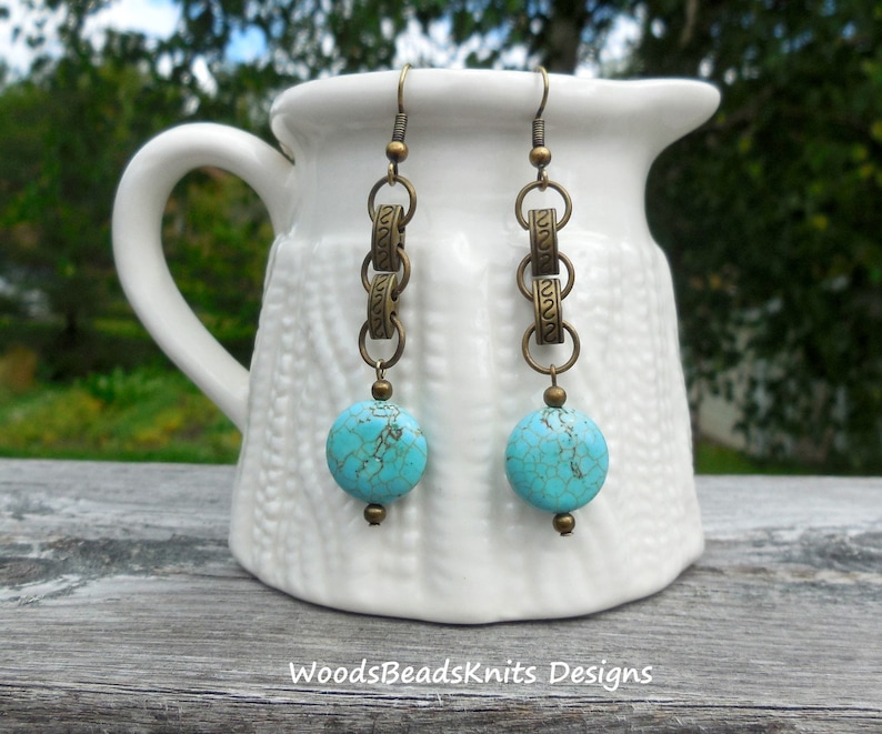 Statement Earrings Gems Earrings Blue Earrings Magnesite Etsy