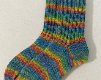 Hand Knit Wool Socks: Women's US Size 6-9, Silver Effect