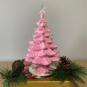 13 White and Pink Bow Light Ceramic Christmas Tree – For Pete's