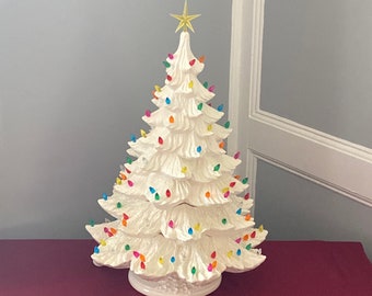 24" white Christmas Tree, Christmas Decorations, Ceramic lighted Christmas Tree, free shipping in the lower 48 states