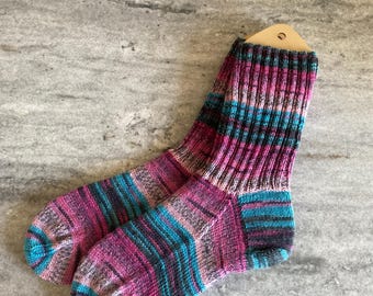 Hand knitted Woman's Wook Socks for, handmade in the US. Shoe size  7-9