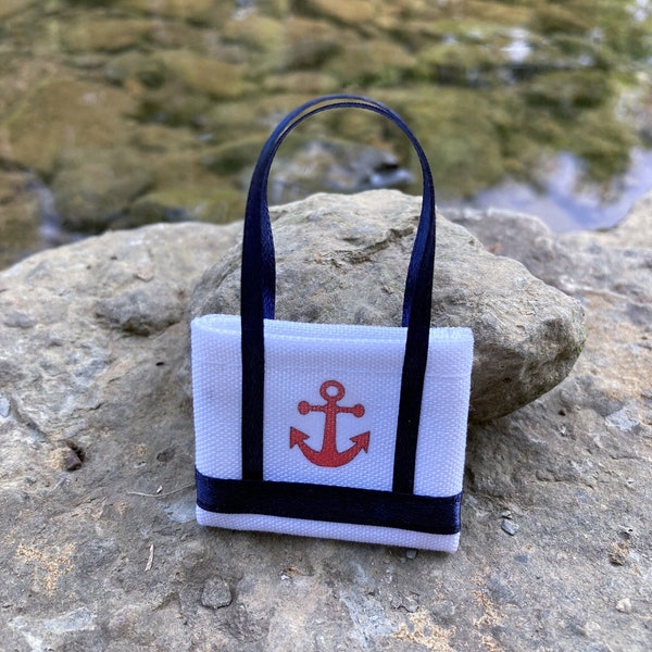 Dollhouse Miniature Anchor Nautical Tote Bag Lake Picnic Boat Sailing 1" scale 1:12