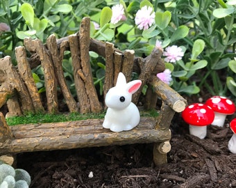 Fairy Garden White Bunny Easter Spring Dollhouse Miniature 1" scale 1:12