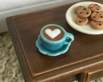 Dollhouse Miniature Espresso Coffee Mug Cup w/ Heart Hot Chocolate 1” scale 1:12 *MORE COLORS* Fairy Garden