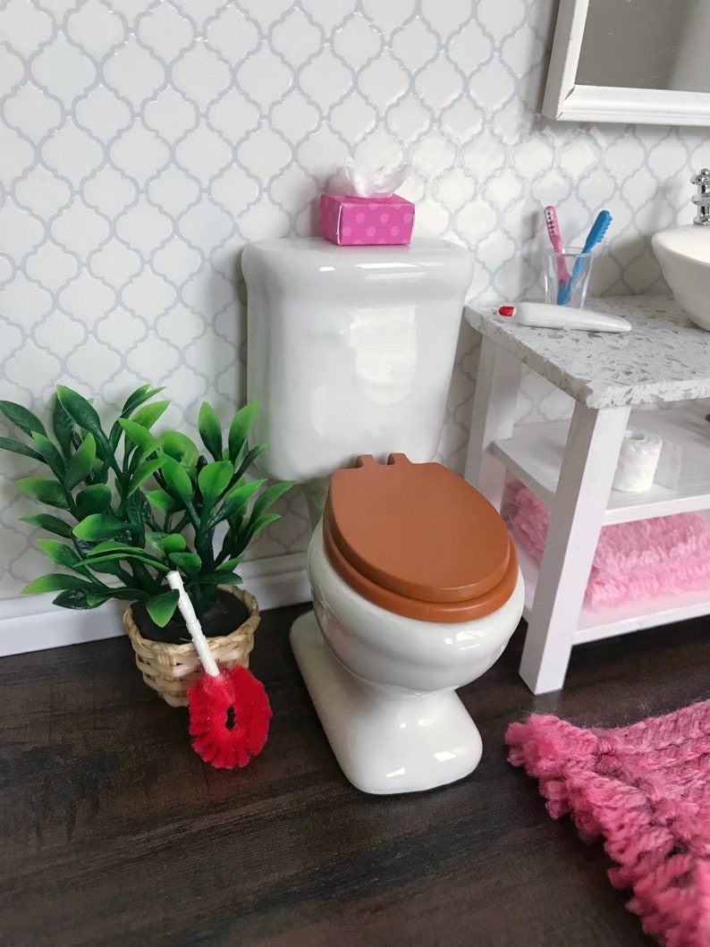 Dollhouse Miniature Toilet Brush Bristle Bathroom Cleaning Etsy