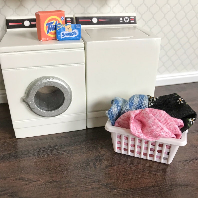 Dollhouse Miniature Laundry Basket with Clothes Tide Detergent Etsy