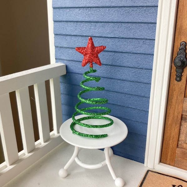 Dollhouse Miniature Spiral Metal Christmas Tree Porch Decoration 1" Scale 1:12 Fairy Garden