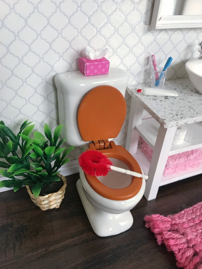 Dollhouse Miniature Toilet Brush Bristle Bathroom Cleaning Etsy