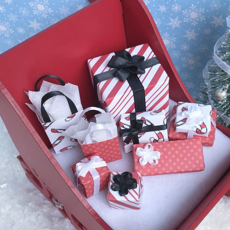 Dollhouse Miniature Christmas Presents Holiday Gifts Box Etsy