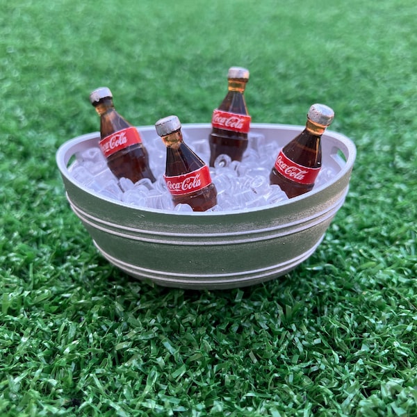 Dollhouse Miniature Iced Drink Pail Coke Bucket Beach Soda Cooler Camp Party 1" Scale 1:12 Fairy Garden